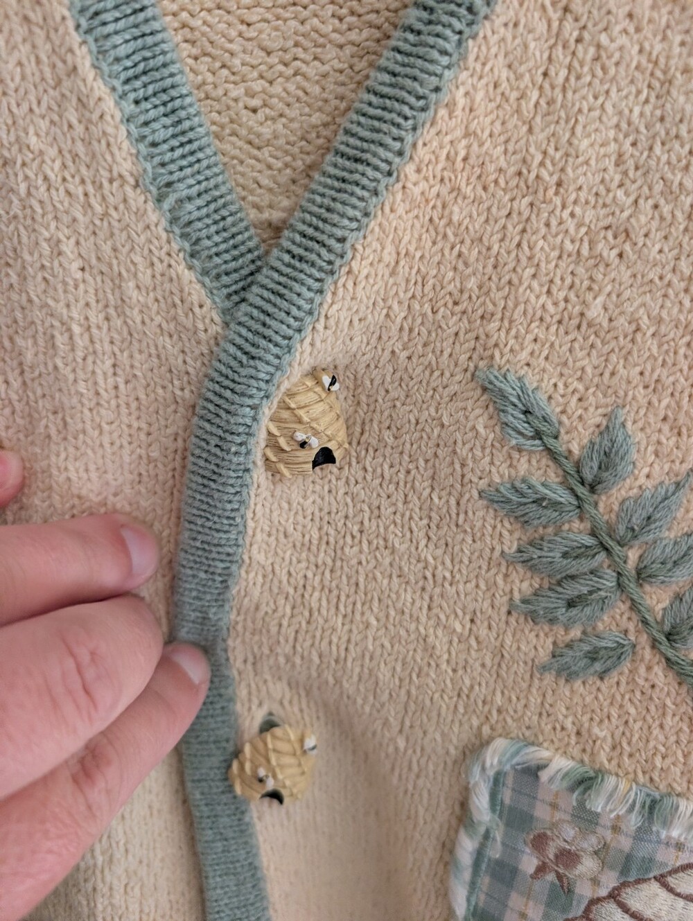 Vintage PBJ Embroidered Patchwork Cardigan Sweater - Picture 2 of 7